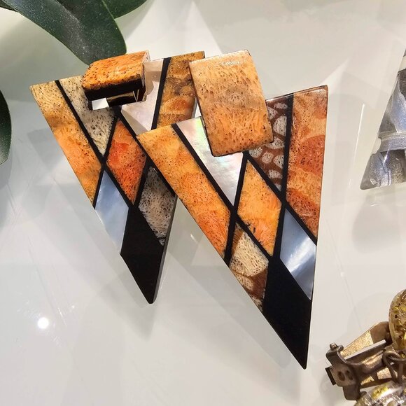 Vintage Lot of 80s/90s Geometric Clip-on Earrings - Picture 2 of 12